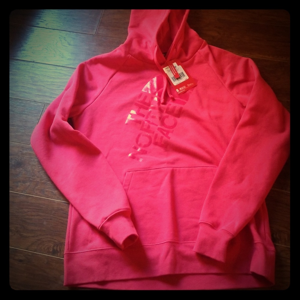 North Face pink hooded sweatshirt size L NWT